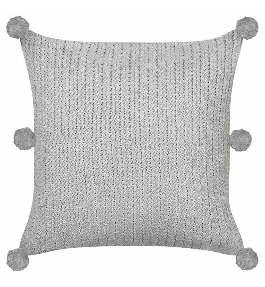 Lot de 2 Coussins Gris en Coton 45 x 45 cm Tresses Tricotées Accessoires de Décoration d'Intérieur