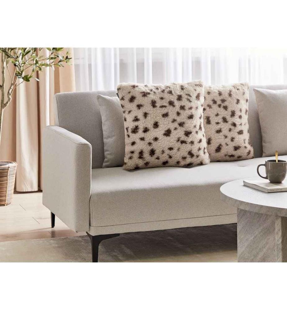 Lot de 2 Coussins Décoratifs en Fourrure Synthétique Texturé Gris 45 x 45 cm Housse Amovible Très Doux pour Chambre ou Salon