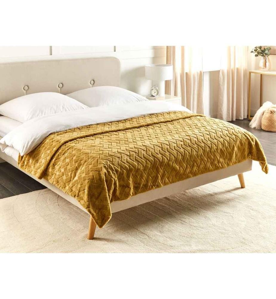 Bedruckte Polyester-Bettdecke dekorative Bettwäsche klassisches Design gelb Schlafzimmer 150 x 200 cm