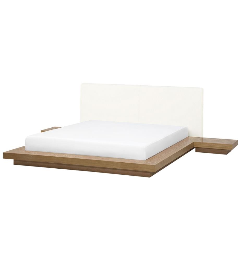 Bett mit Lattenrost Kunstleder ZEN 180 x 200 cm Naturfarbene Esche