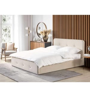 Letto contenitore Lino sintetico RENNES 180 x 200 cm Beige