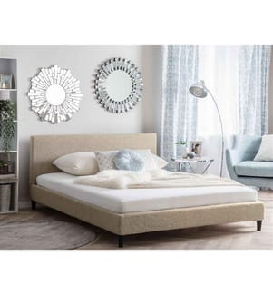 Bett mit Lattenrost Stoff FITOU 180 x 200 cm Beige