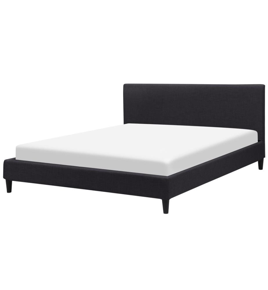 Bett mit LED Stoff FITOU 160 x 200 cm Schwarz