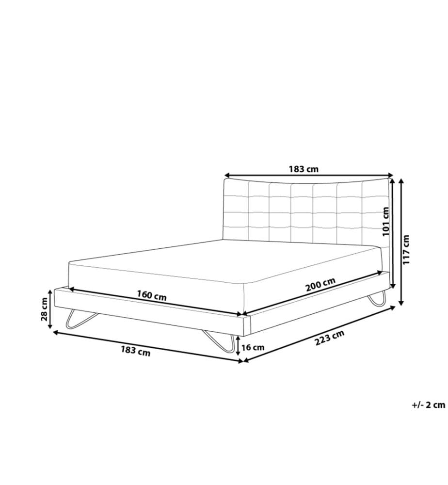 Lit avec sommier Tissu LANNION 160 x 200 cm Beige clair