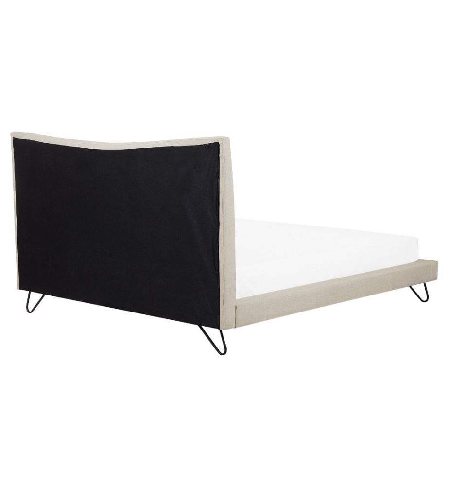 Lit avec sommier Tissu LANNION 160 x 200 cm Beige clair