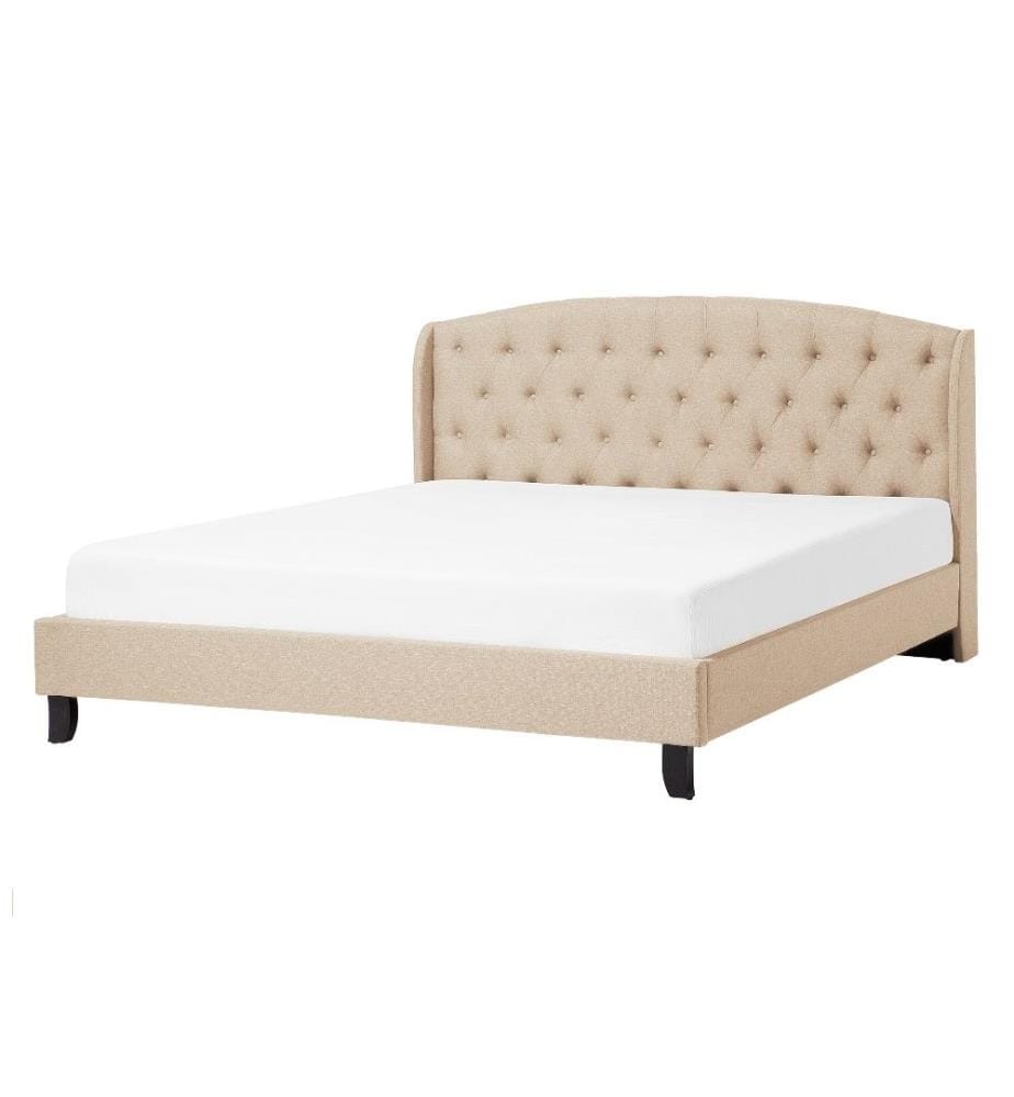 Lit avec sommier Tissu BORDEAUX 140 x 200 cm Beige