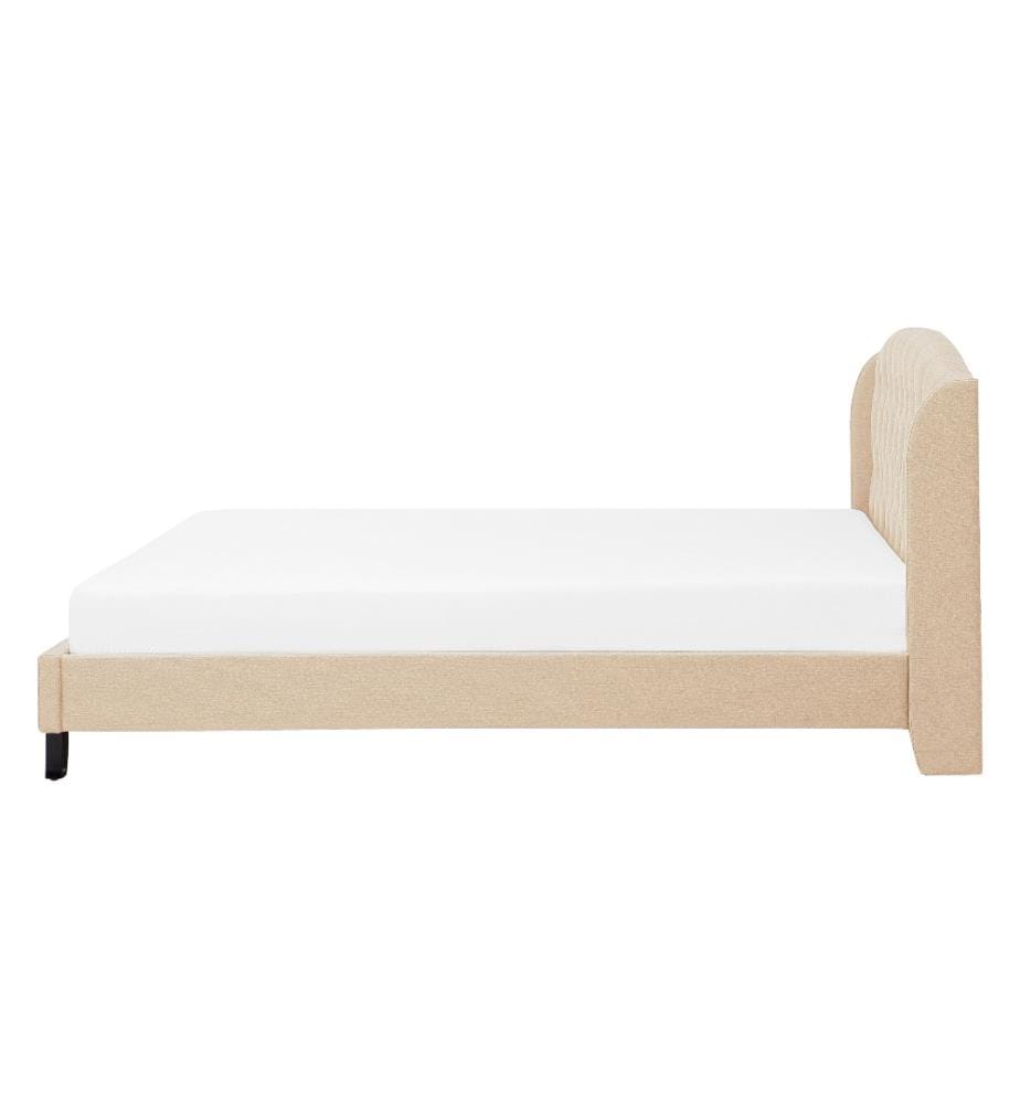Lit avec sommier Tissu BORDEAUX 140 x 200 cm Beige
