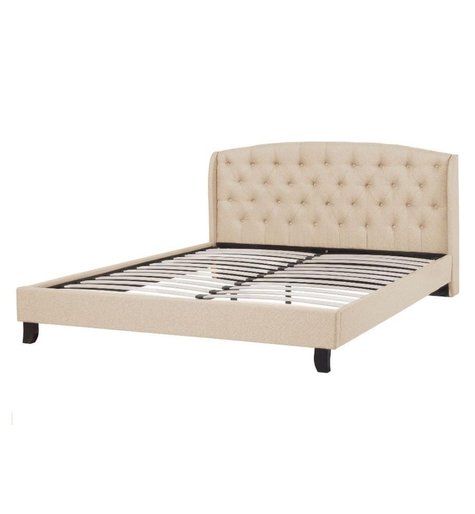 Lit avec sommier Tissu BORDEAUX 140 x 200 cm Beige