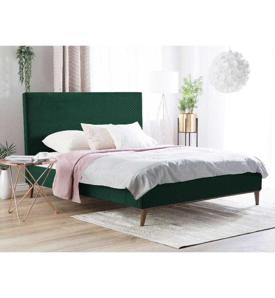 Lit avec sommier Velours BAYONNE 140 x 200 cm Vert foncé