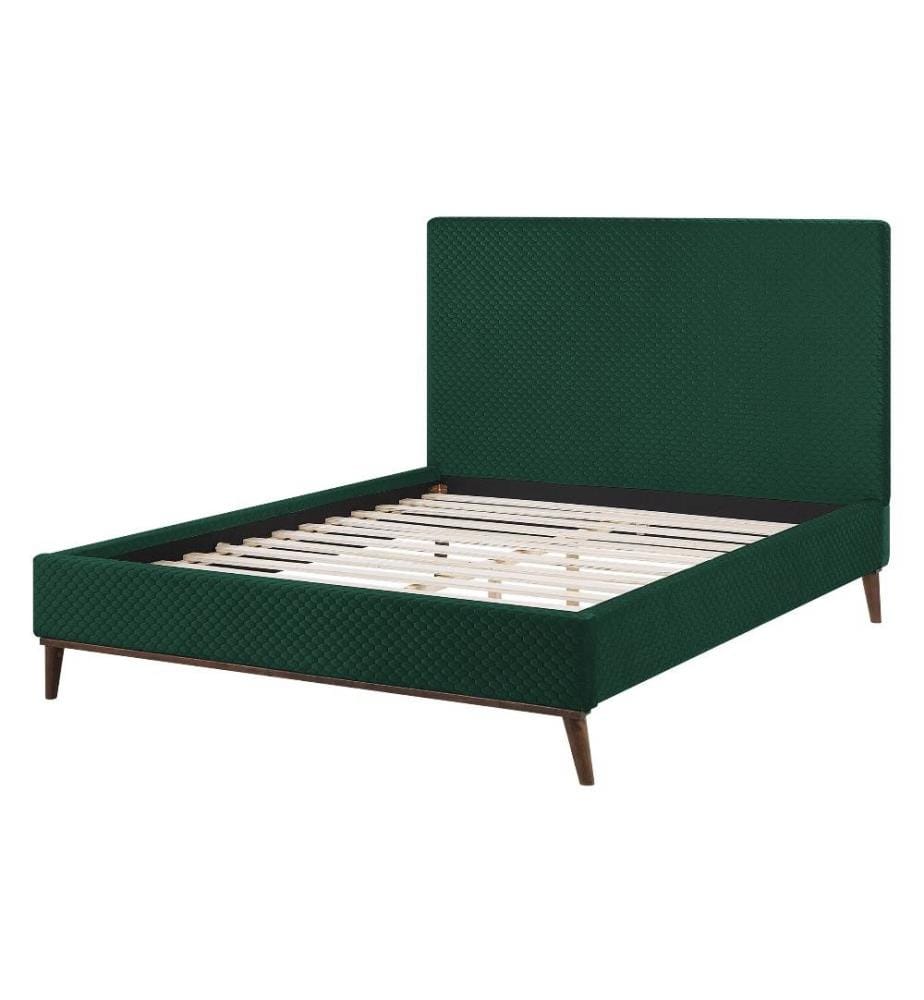 Lit avec sommier Velours BAYONNE 140 x 200 cm Vert foncé