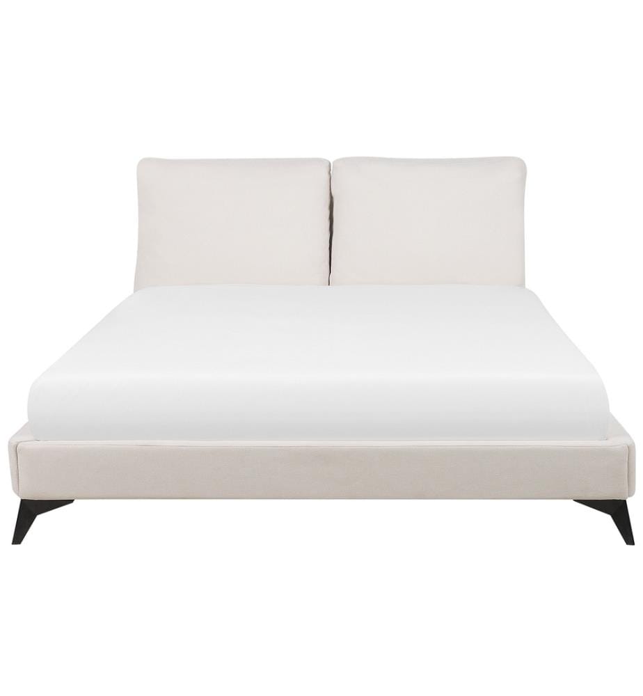 Lit avec sommier Tissu chenille MELLE 180 x 200 cm Beige clair
