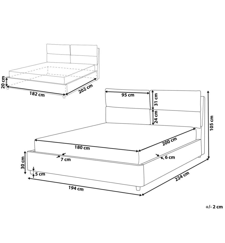 Bett mit Stauraum Samtstoff BATILLY 180 x 200 cm Grau