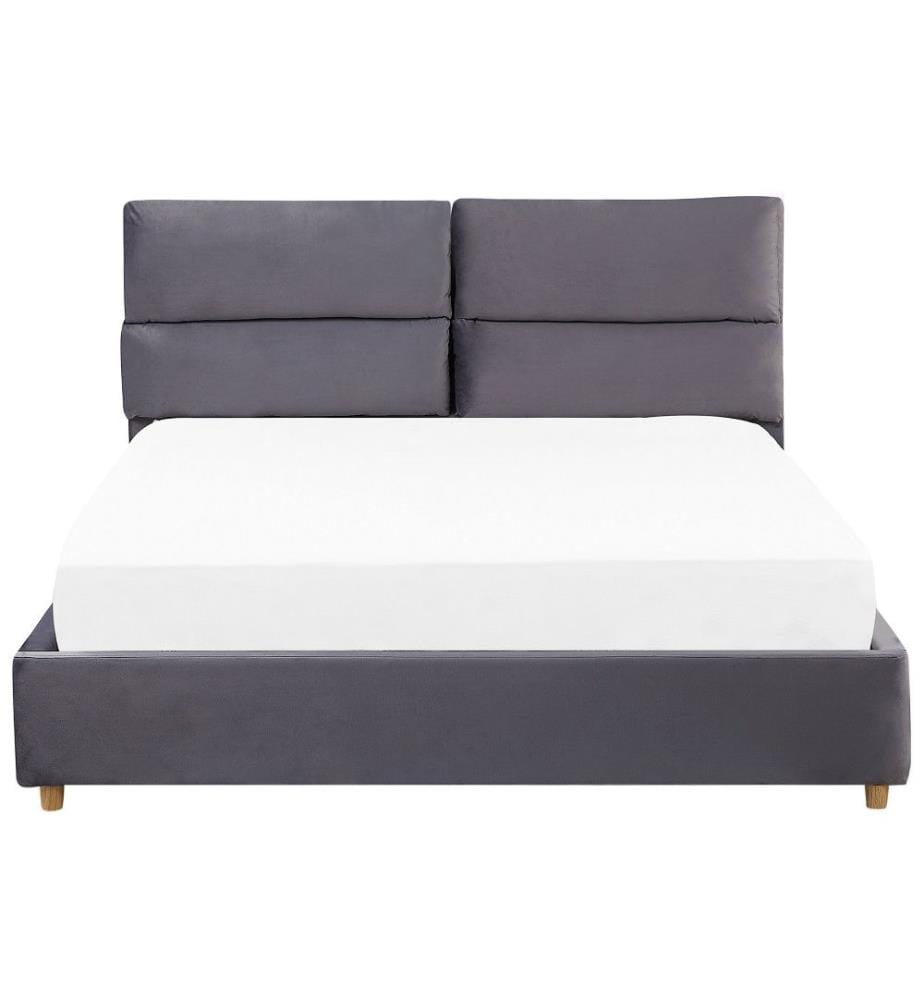 Bett mit Stauraum Samtstoff BATILLY 180 x 200 cm Grau