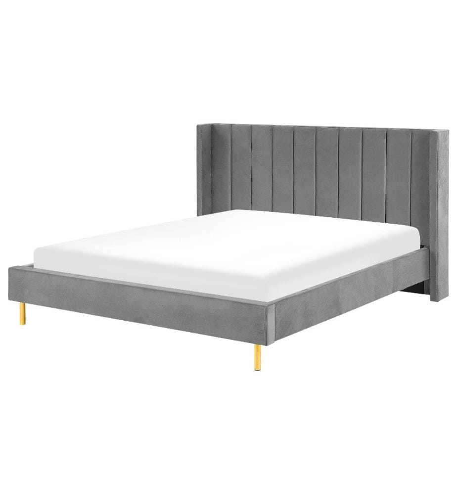Bett mit Lattenrost Samtstoff VILLETTE 180 x 200 cm Grau