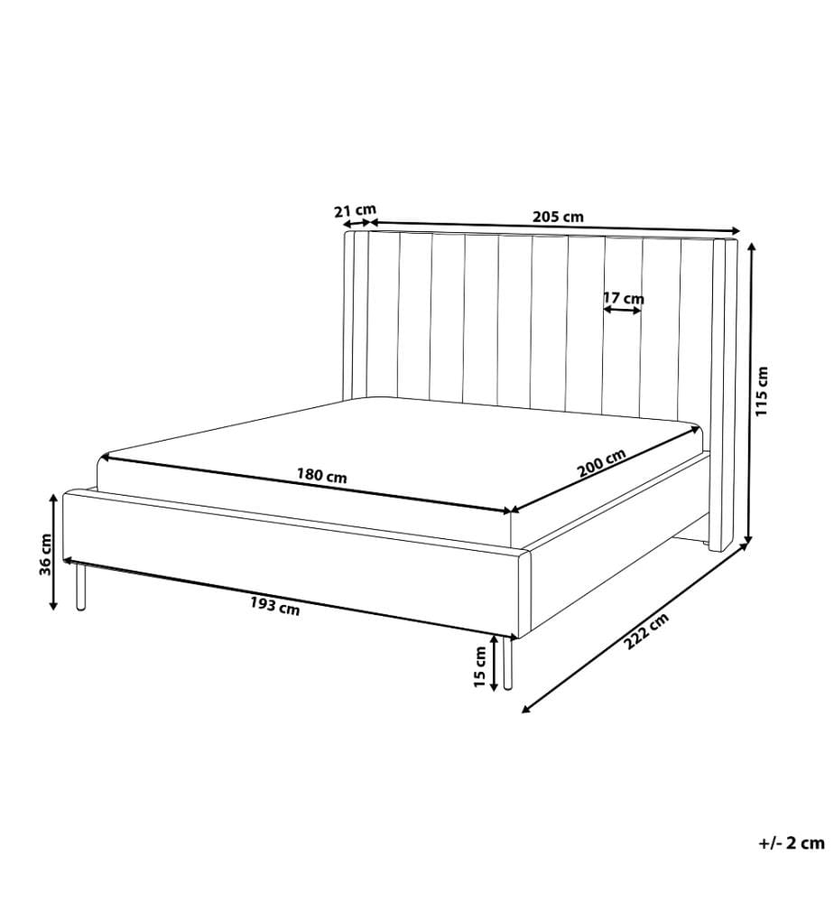 Bett mit Lattenrost Samtstoff VILLETTE 180 x 200 cm Grau