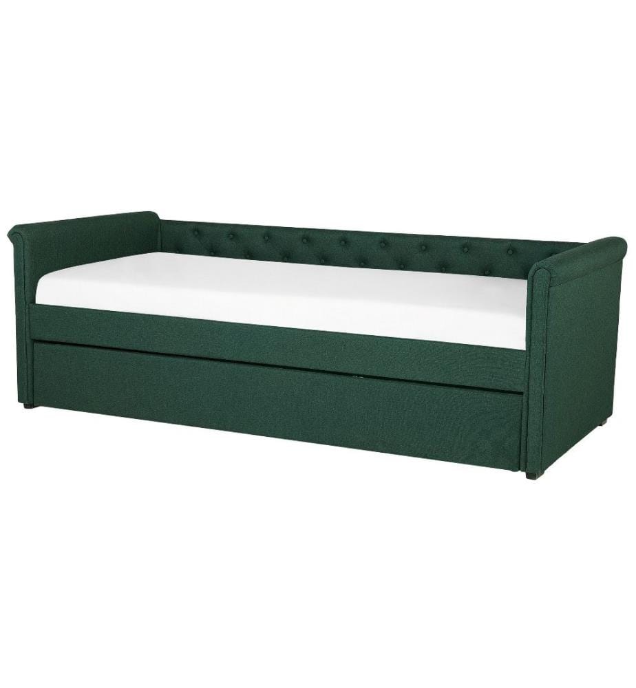 Lit gigogne Tissu LIBOURNE 80 x 200 cm Vert foncé