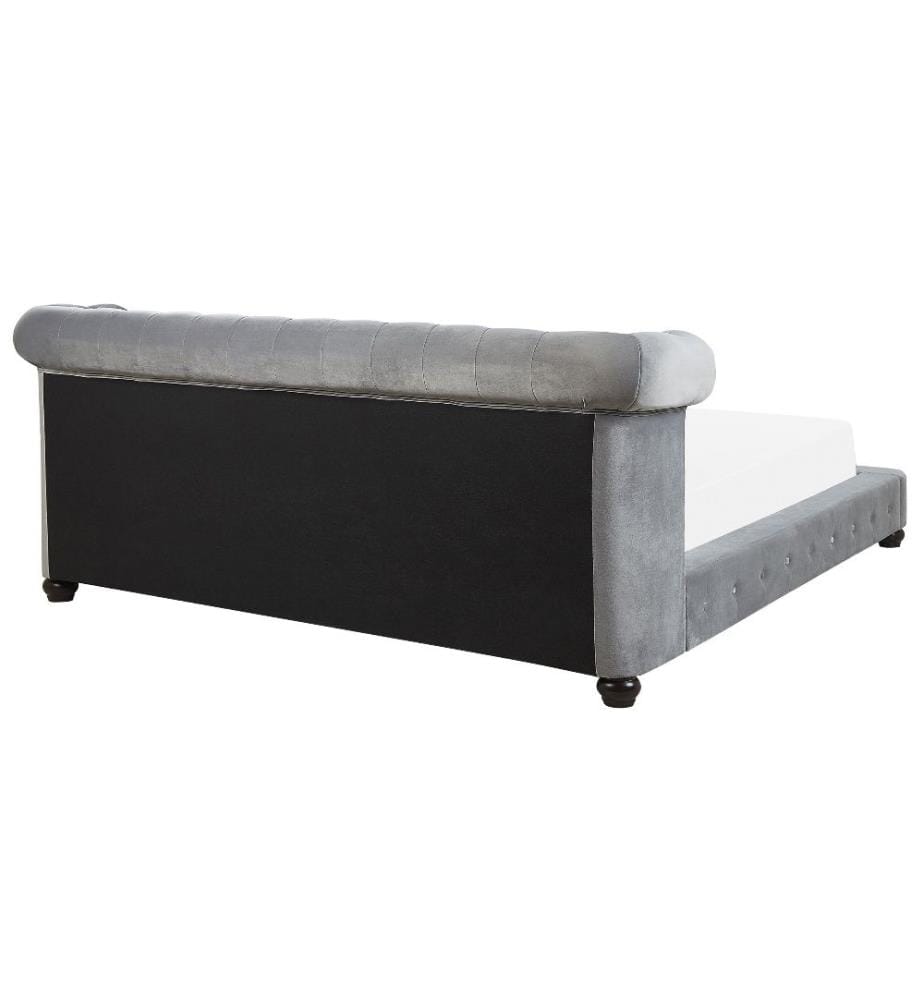 Lit avec sommier Velours CAVAILLON 180 x 200 cm Gris clair