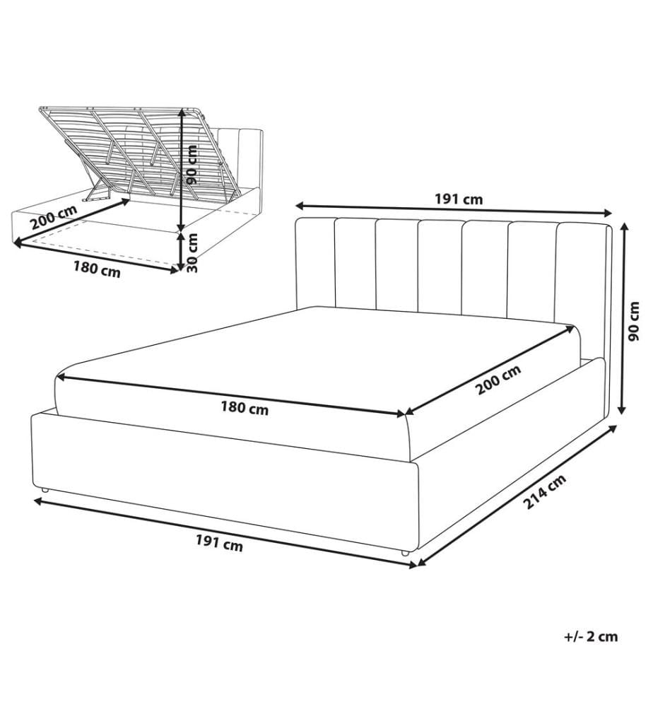 Bett mit Stauraum Stoff DREUX 180 x 200 cm Hellgrau