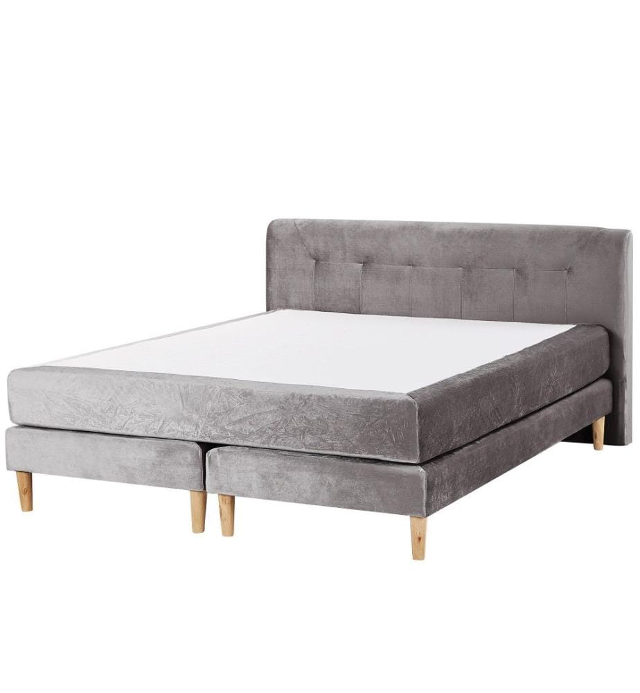 Lit Boxspring Velours MARQUISE 160 x 200 cm Gris