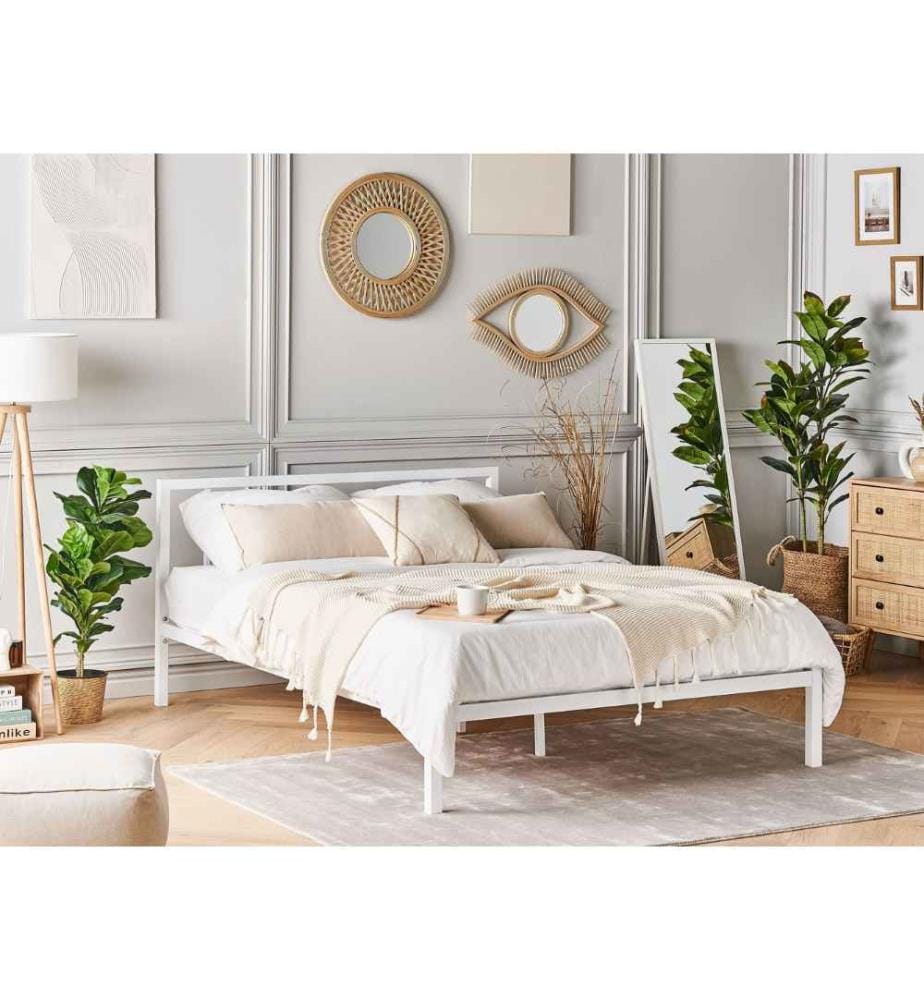 Bett mit Lattenrost Metall CUSSET 140 x 200 cm Weiss
