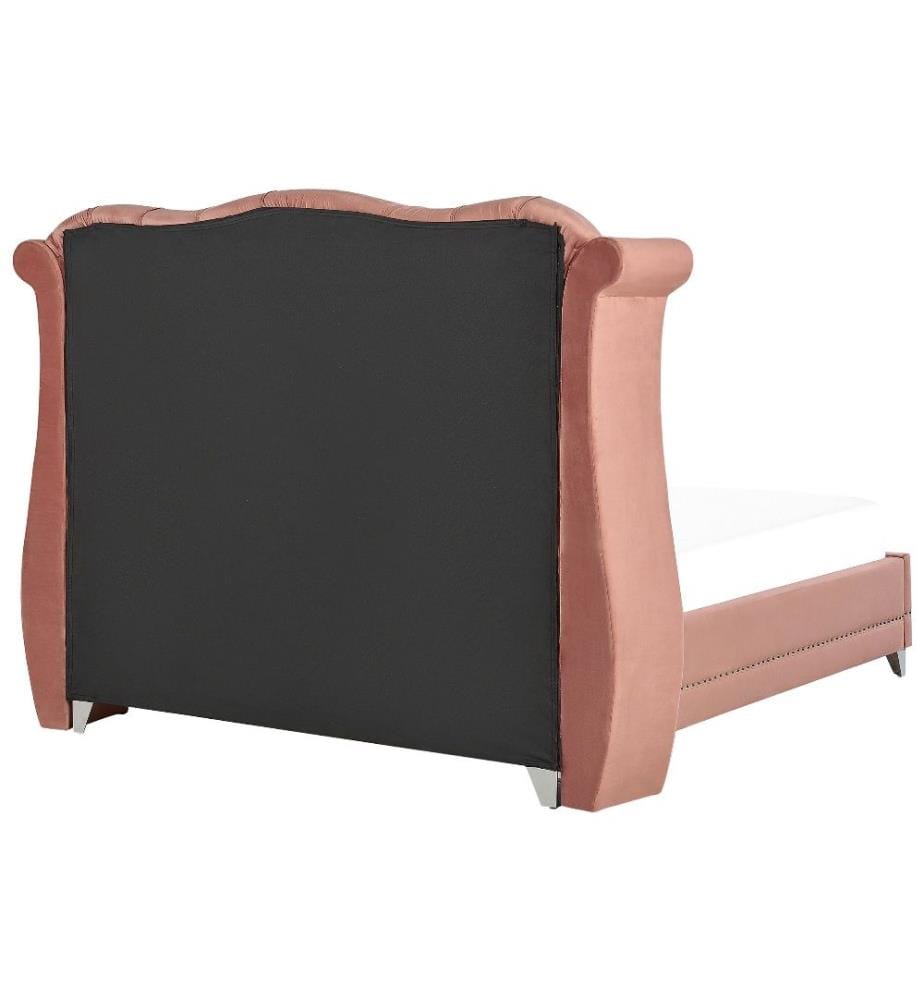 Bett mit Lattenrost Samtstoff AYETTE 160 x 200 cm Rosa