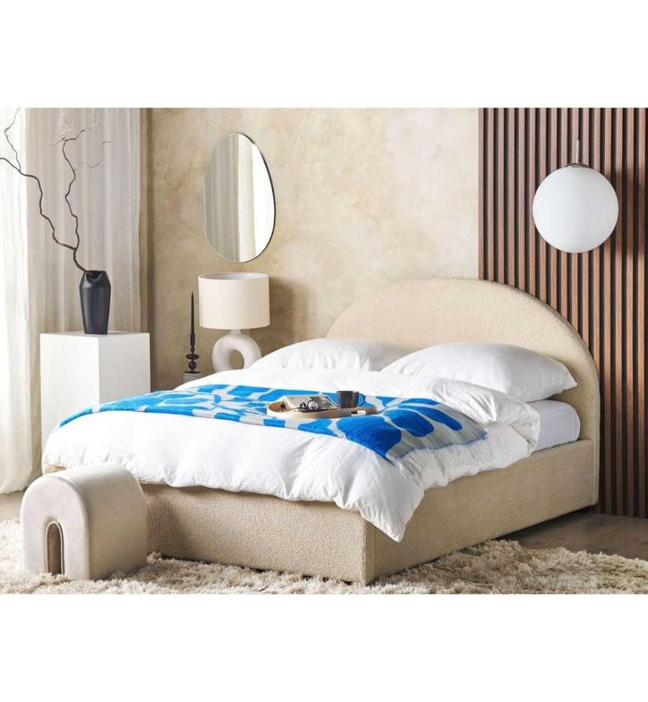 Lit ottoman Bouclé VAUCLUSE 160 x 200 cm Beige