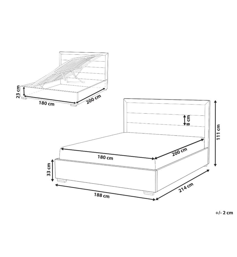 Bett mit Stauraum Samtstoff ROUEN 180 x 200 cm Dunkelgrau