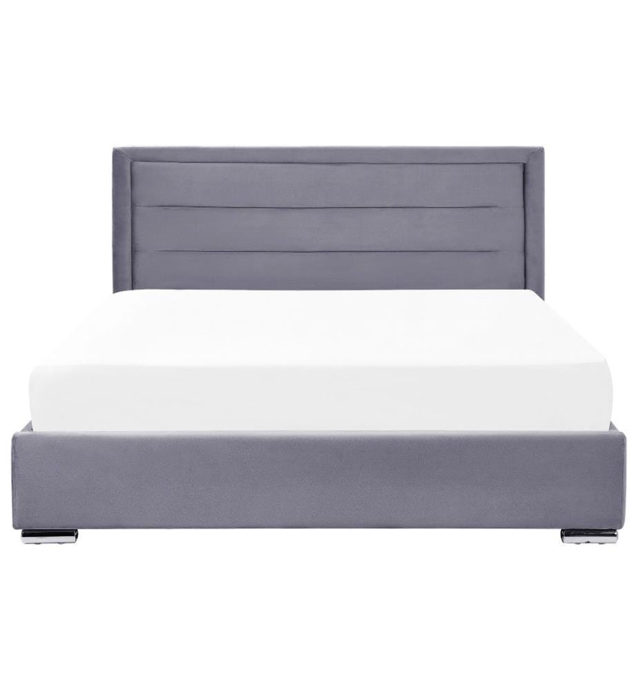 Bett mit Stauraum Samtstoff ROUEN 180 x 200 cm Dunkelgrau