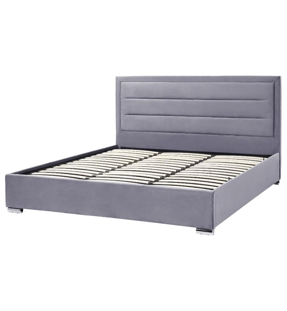 Bett mit Stauraum Samtstoff ROUEN 180 x 200 cm Dunkelgrau