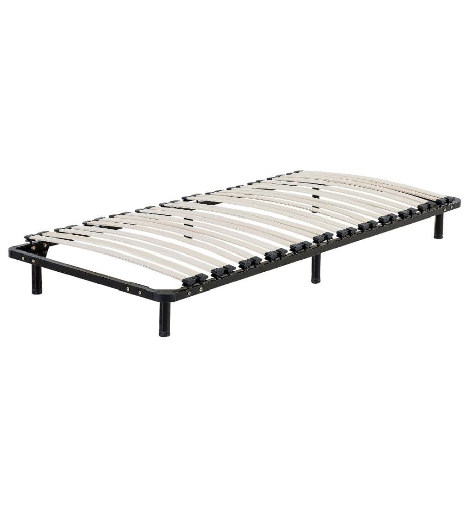 Sommier à Lattes Robuste et Stable pour Lit Simple 90 x 200 cm en Acier avec Pieds et 24 Lattes pour un Confort Maximum sur votre Matelas