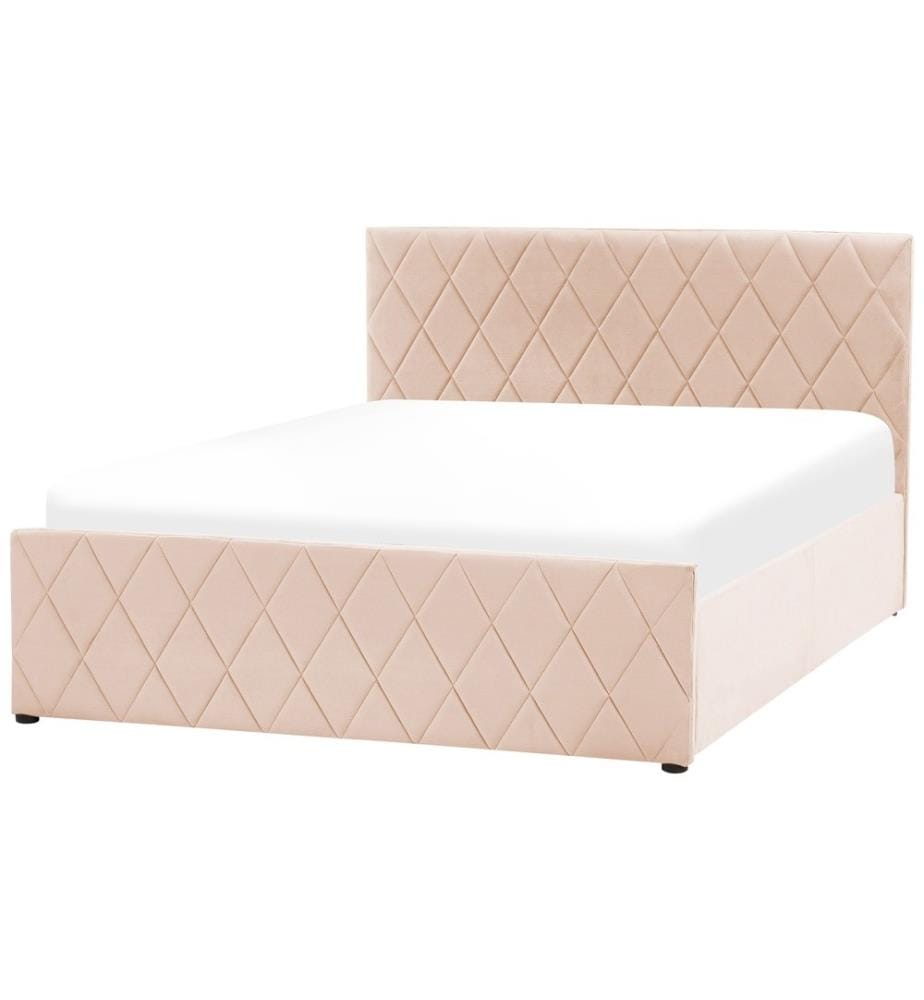 Lit ottoman Velours ROCHEFORT 140 x 200 cm Beige