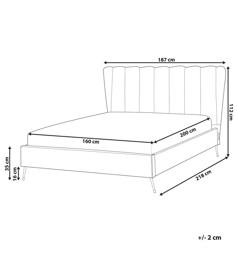 Lit avec sommier Velours MIRIBEL 160 x 200 cm Taupe