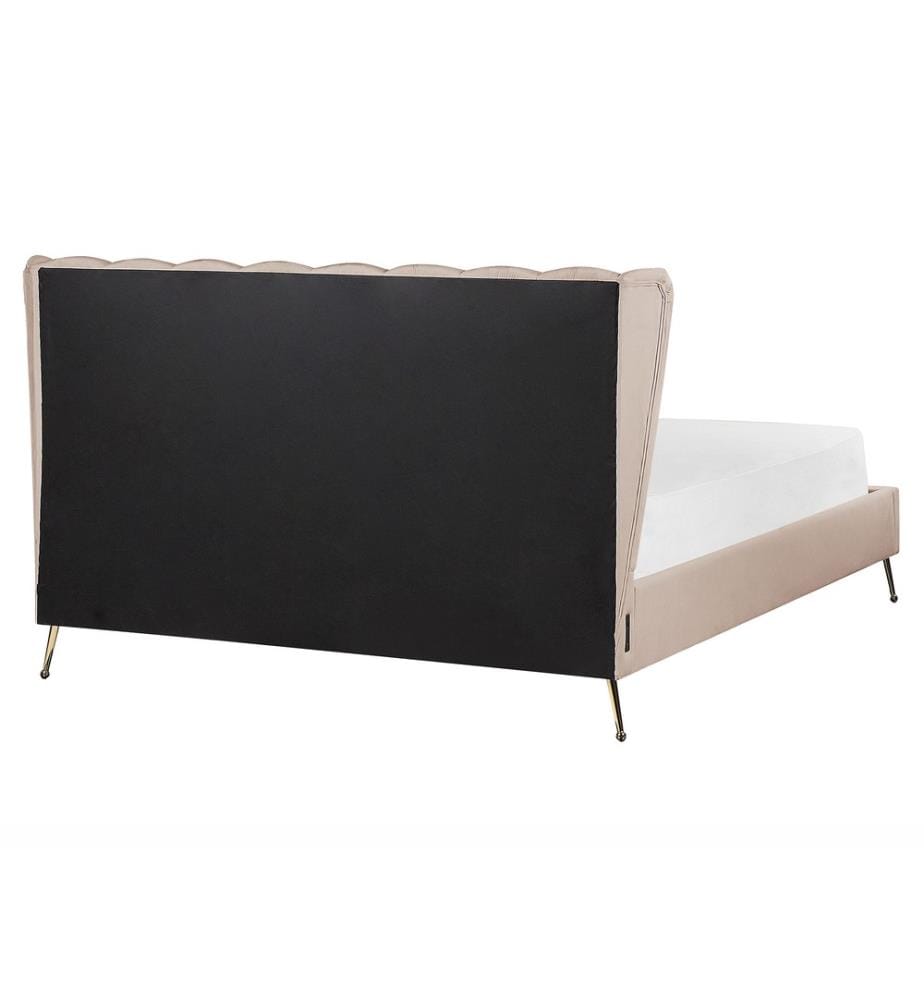 Lit avec sommier Velours MIRIBEL 160 x 200 cm Taupe