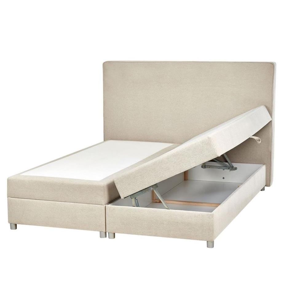 Boxspringbett mit Stauraum Stoff MINISTER 160 x 200 cm Hellbeige
