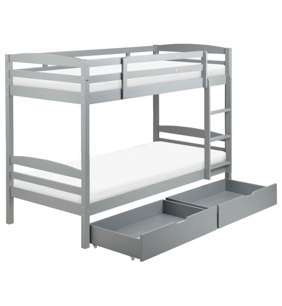 Lit superposé Bois de pin REGAT 90 x 200 cm Gris