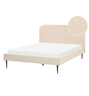 Bett mit Lattenrost Bouclé FLAYAT 140 x 200 cm Hellbeige