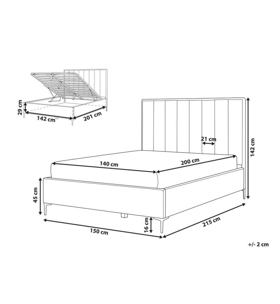 Bett mit Stauraum Samtstoff SEZANNE 140 x 200 cm Taupe