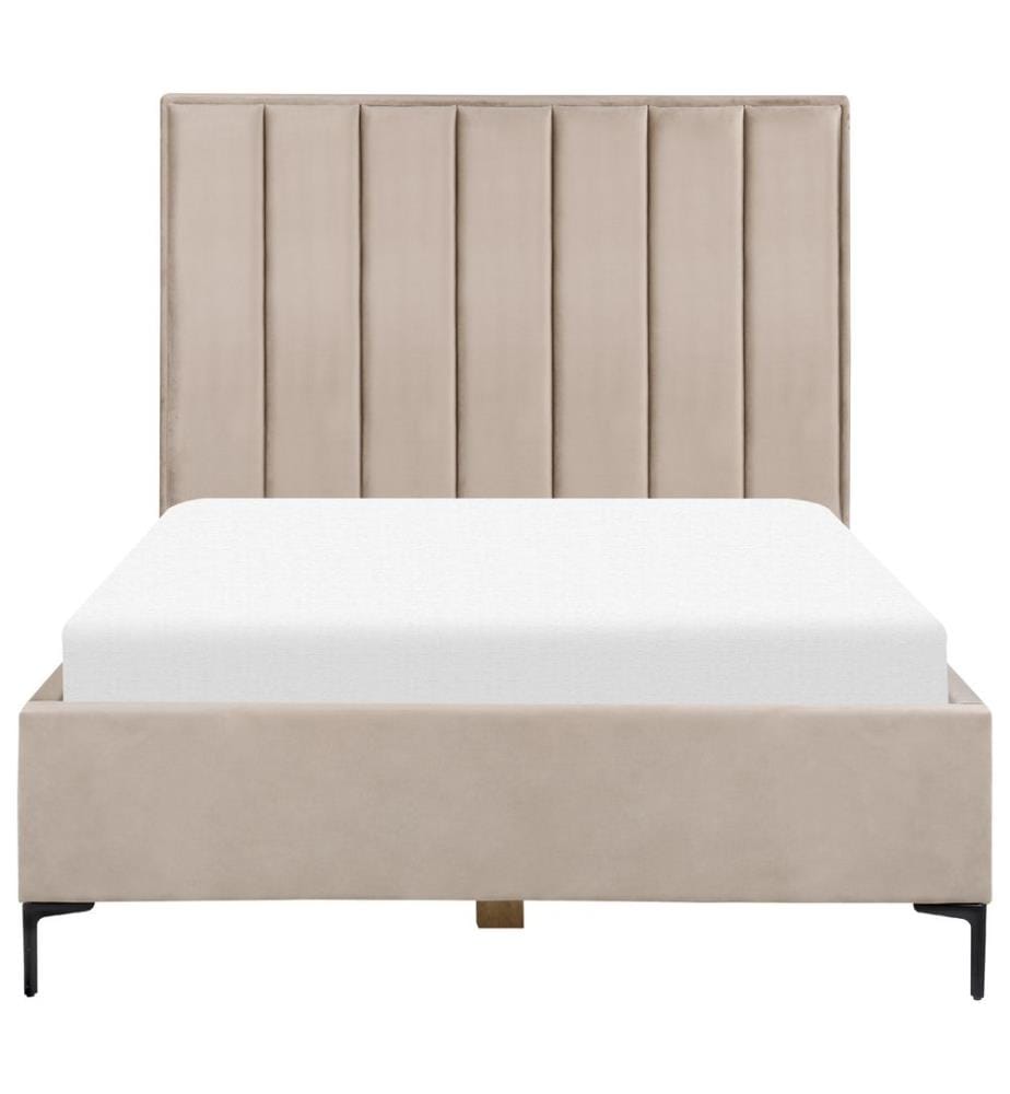 Bett mit Stauraum Samtstoff SEZANNE 140 x 200 cm Taupe