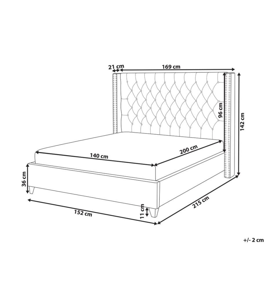 Lit avec sommier Velours LUBBON 140 x 200 cm Beige