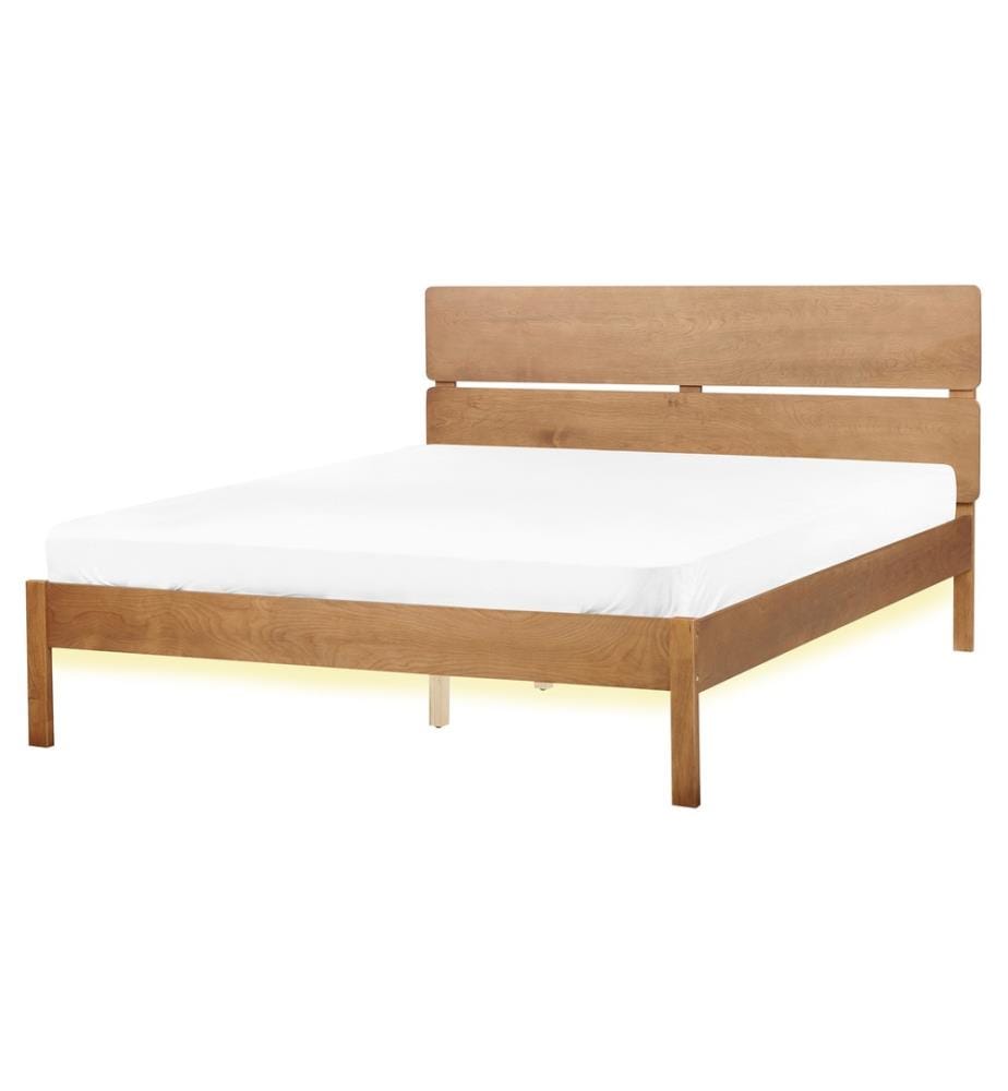 Lit avec LED Bois BOISSET 160 x 200 cm Marron foncé
