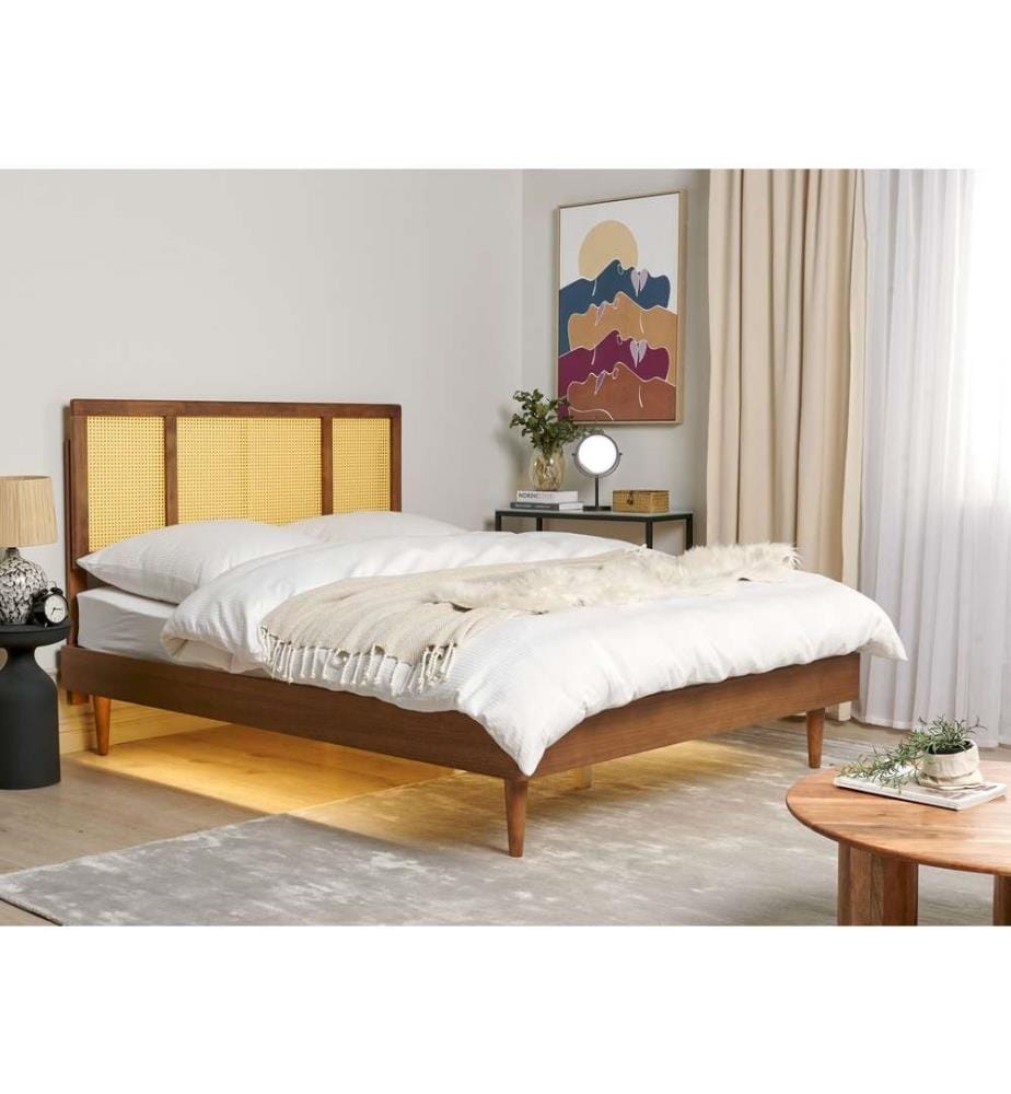 Lit avec LED Rotin AURAY 160 x 200 cm Marron