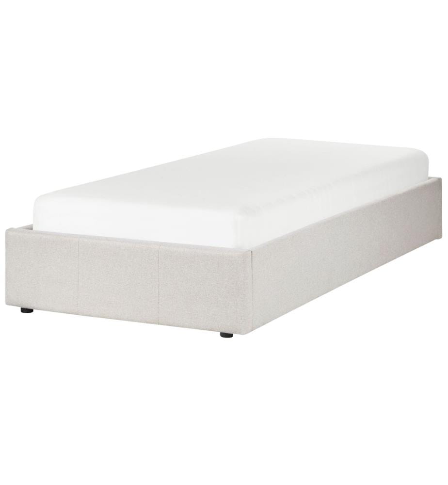 Lit ottoman sans tête de lit Tissu DINAN 90 x 200 cm Beige clair