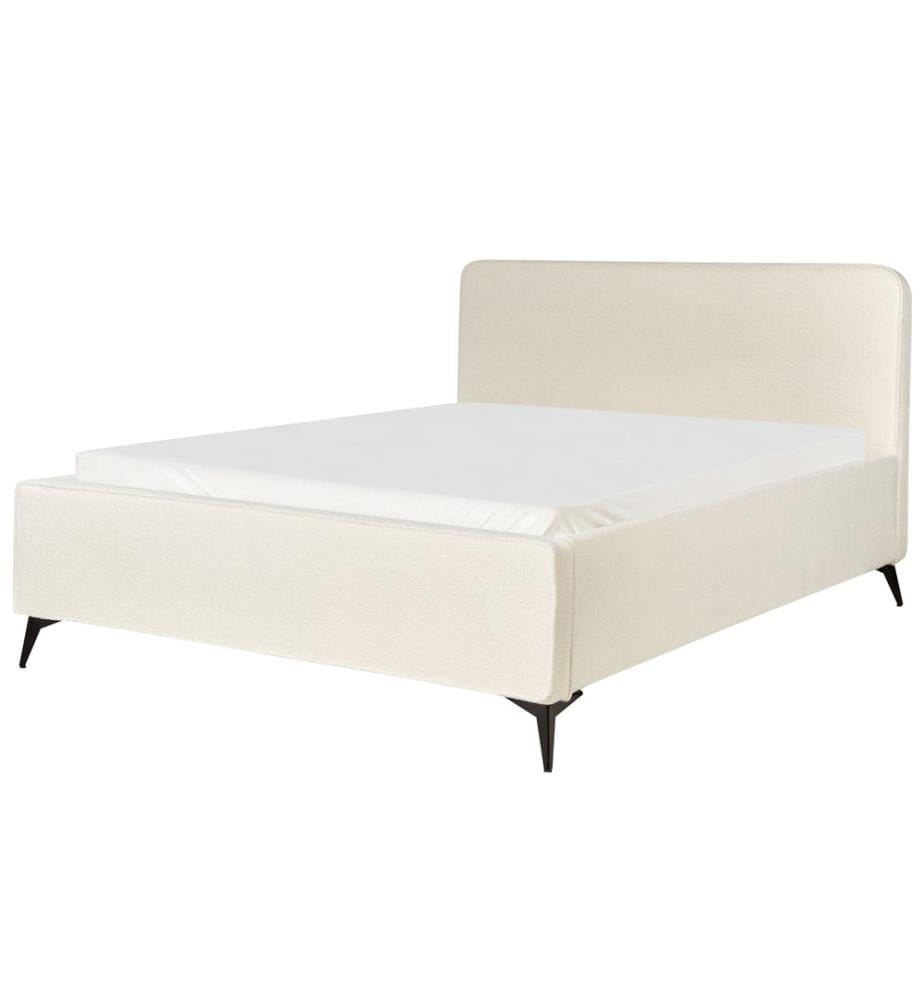 Bett mit Lattenrost Bouclé VALOGNES 160 x 200 cm Cremeweiss