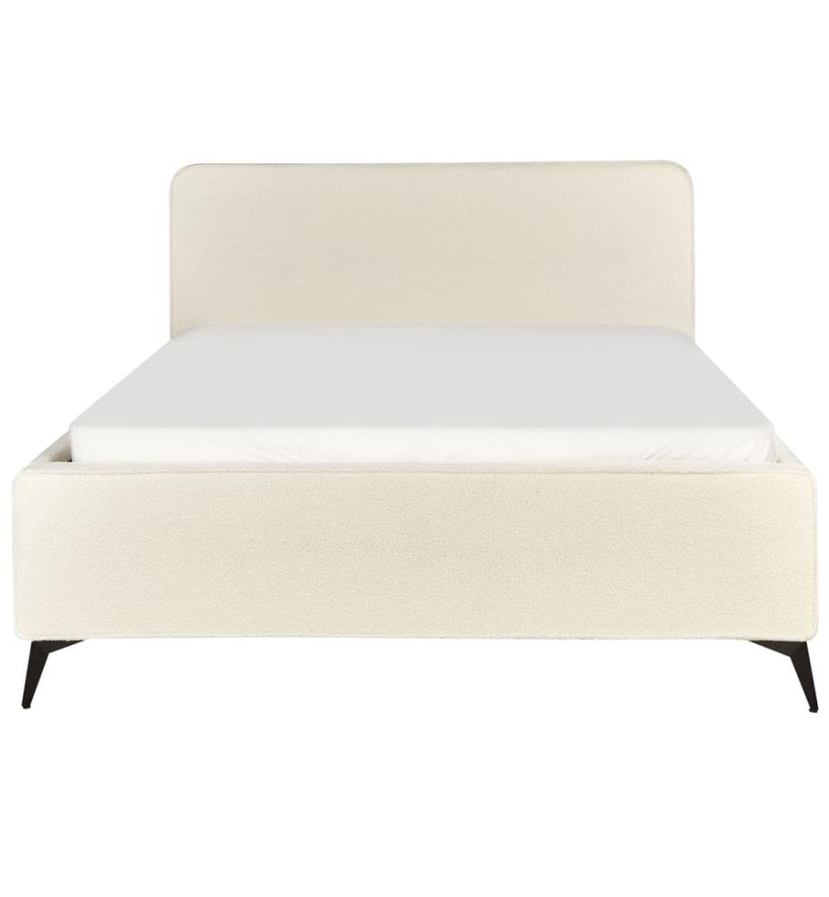 Bett mit Lattenrost Bouclé VALOGNES 160 x 200 cm Cremeweiss