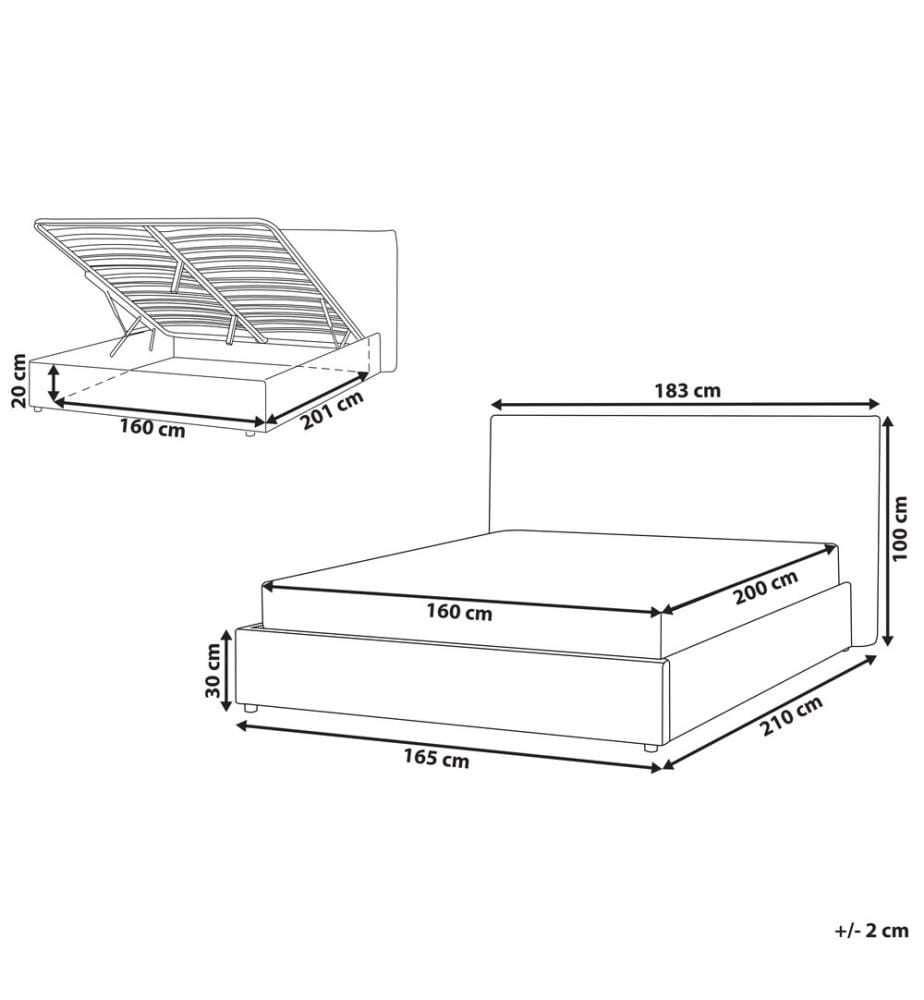 Lit ottoman Bouclé LAVAUR 160 x 200 cm Blanc cassé
