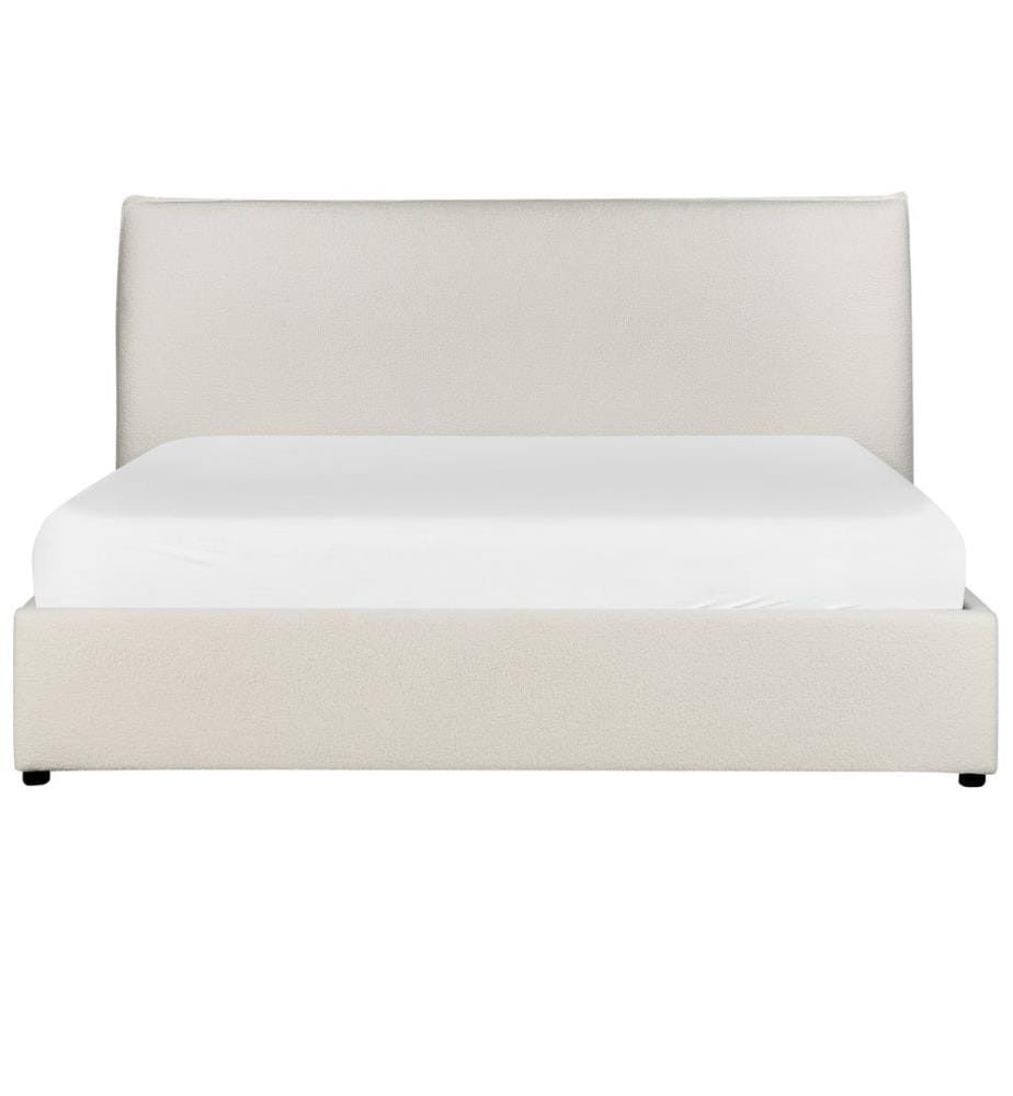 Lit ottoman Bouclé LAVAUR 160 x 200 cm Blanc cassé