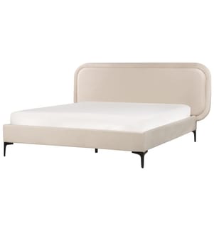 Bett mit Lattenrost Samtstoff SUZETTE 140 x 200 cm Hellbeige
