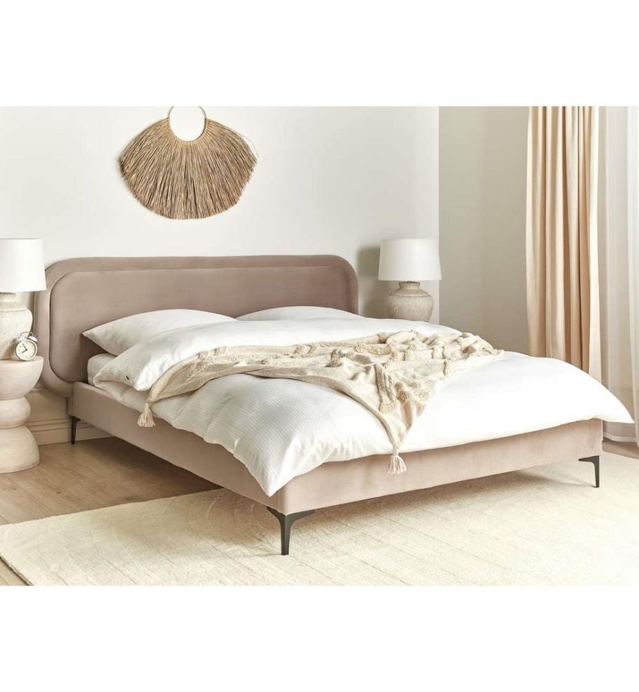 Letto Velluto SUZETTE 160 x 200 cm Beige