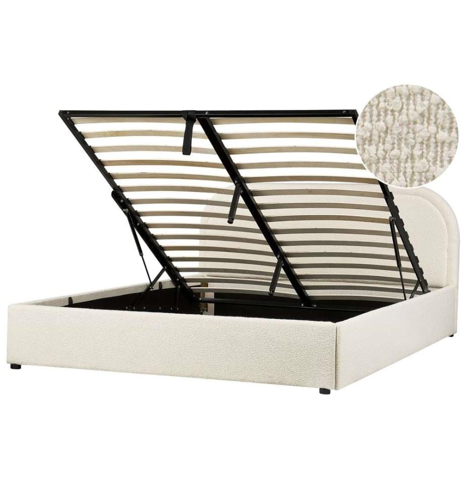 Letto contenitore Bouclé QUILLIEN 160 x 200 cm Beige chiaro