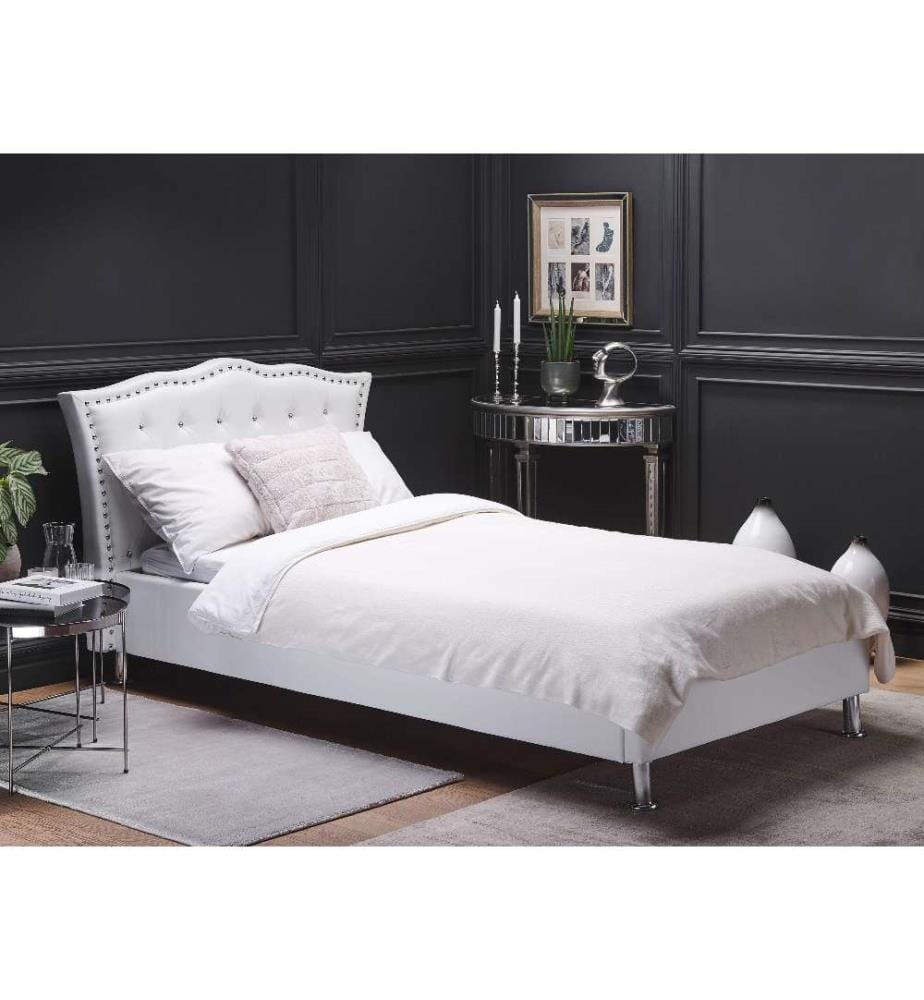 Bett mit Stauraum Kunstleder METZ 90 x 200 cm Weiss